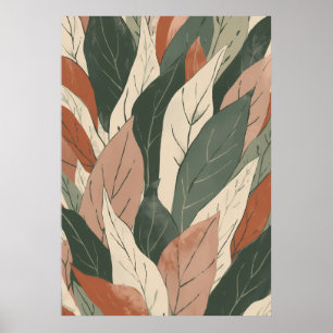 Arte botánico de hoja en capas de terracota salvia
