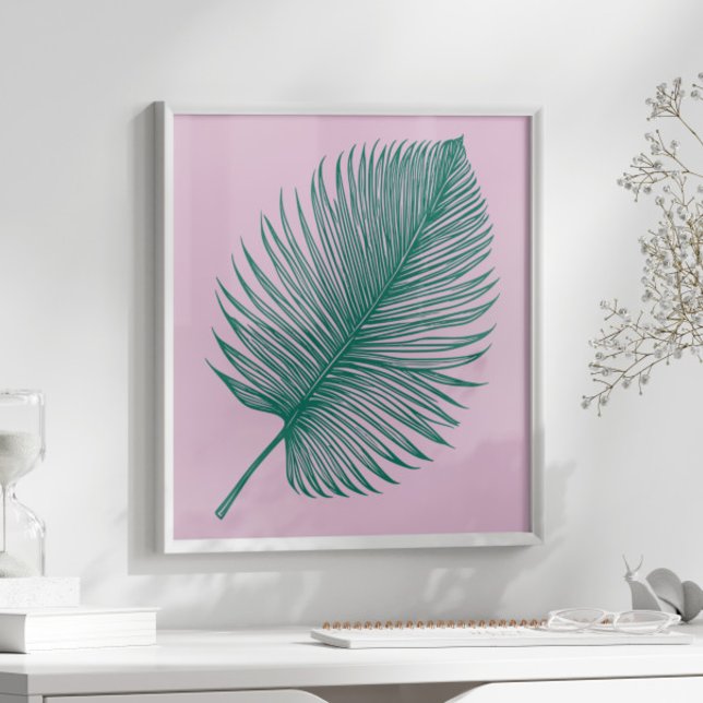Arte botánico de hoja verde rosa minimalista (Subido por el creador)