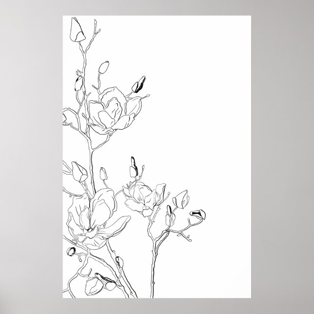 Arte Botánico de Magnolia en Línea (Frente)