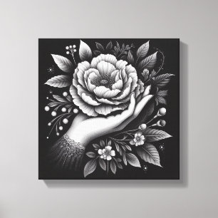 Arte Botánico de Mano en Blanco y Negro Elegante