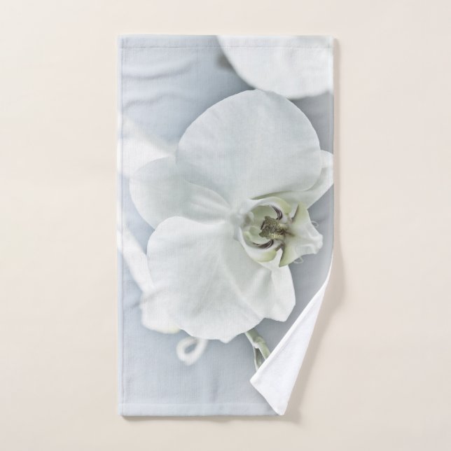 Arte Botánico de Orquídea Blanca Elegante (Toalla de mano)