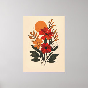 Arte Botánico Floral Moderno en Lienzo para Pared