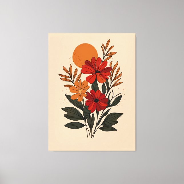Arte Botánico Floral Moderno en Lienzo para Pared (Anverso)