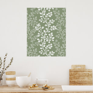 Arte Botánico Flores Serenas Verdes Colgantes