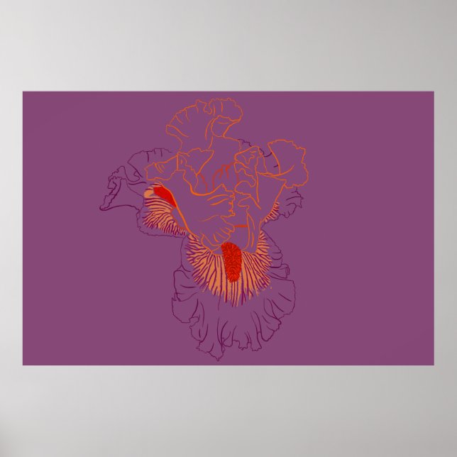 Arte botánico lineal de iris (Frente)