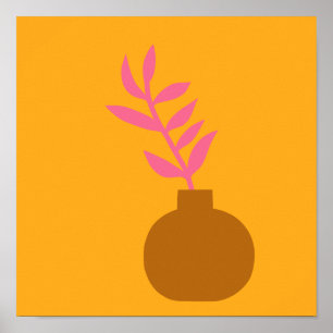 Arte botánico minimalista colorido en amarillo