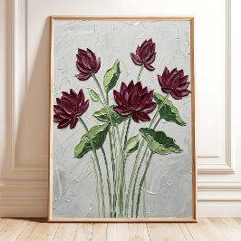 Arte Botánico Minimalista de Loto en Lienzo