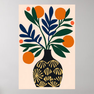 Arte botánico minimalista - Naranja abstracto y