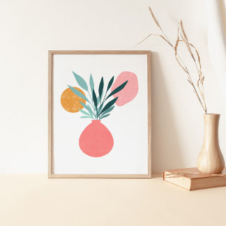 Arte Botánico Moderno Boho de Plantas en Macetas