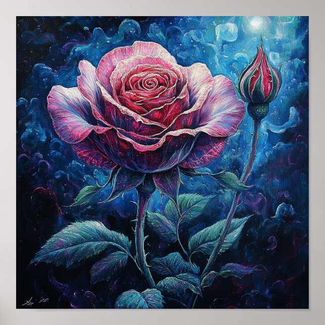 Arte Botánico Rústico de Rosa Decoración para Sala (Frente)