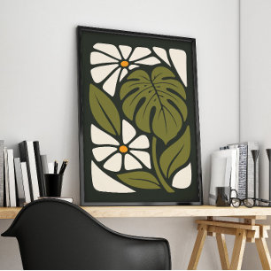 Arte botánico tropical de Monstera de mediados de