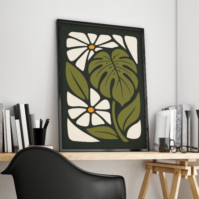 Arte botánico tropical de Monstera de mediados de  (Subido por el creador)