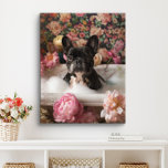 Arte Bulldog francés | Frenchie en el baño de Baño<br><div class="desc">Arte de Bulldog francés con un Bulldog francés lúdico que disfruta de un relajante baño lleno de burbujas y hermosas flores. Esta encantadora obra de arte le da un toque de calidez y personalidad a su espacio,  lo que le hace sentir más acogedor y alegre.</div>