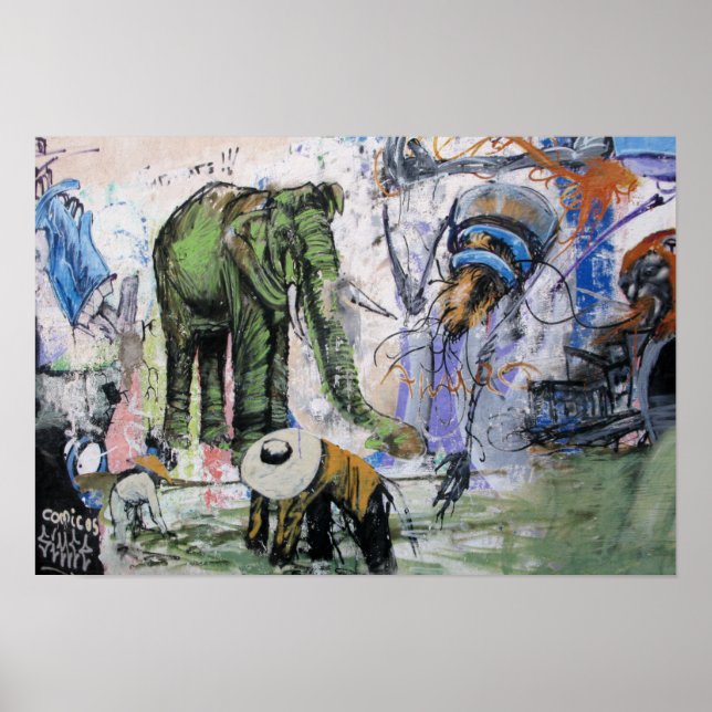 Arte callejero del elefante de Las Palmas (Frente)