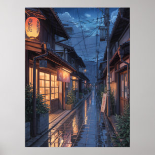 Arte callejero japonés de lluvia brumosa