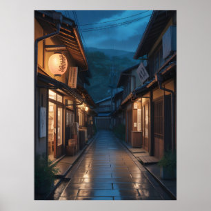 Arte callejero japonés de lluvia brumosa