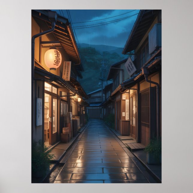 Arte callejero japonés de lluvia brumosa (Frente)
