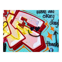 Arte callejero urbano graffiti azul rosa en pared