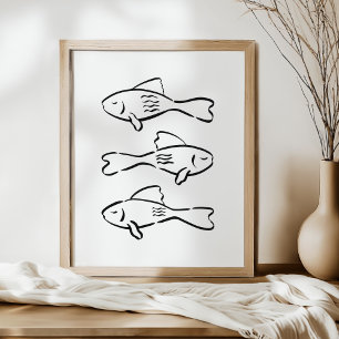 Arte caprichoso de peces mediterráneos dibujados a
