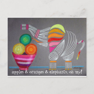 Arte caprichoso del Elefante Arcoiris en postal