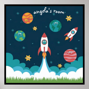 Arte caprichoso del espacio para cartel de habitac