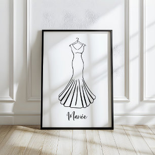 Arte caprichoso dibujado a mano de vestidos de nov