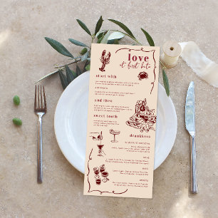 Arte caprichoso retro de garabatos   Menú de boda
