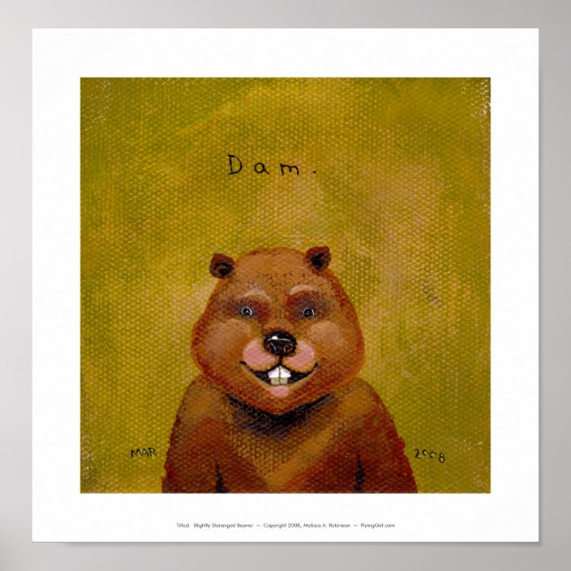 Arte castor pintura original ligeramente desquicia (Frente)