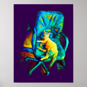 ARTE CAT EXTRA COLORIDO ABSTRACTO POR SIXSOX