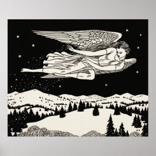 Arte Celestial de Montaña en Blanco y Negro