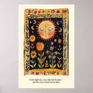 Arte celestial del sol y la luna Estampa Arte popu