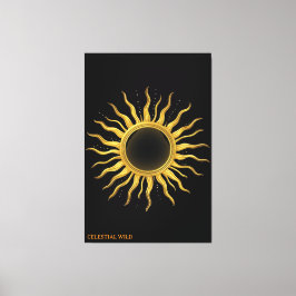 Arte Celestial para Pared de Eclipse Solar Dorado 