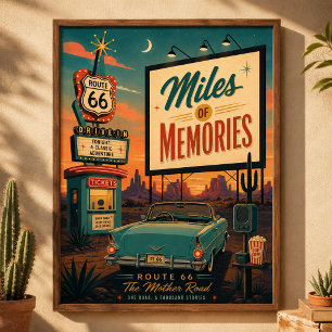 Arte Centenario del Drive In de la Ruta 66 Recuerd