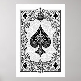 Arte clásico de la tarjeta de juego en blanco y ne