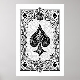 Arte clásico de la tarjeta de juego en blanco y ne