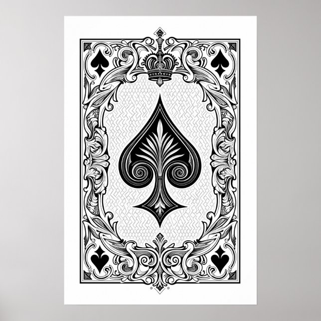 Arte clásico de la tarjeta de juego en blanco y ne (Frente)