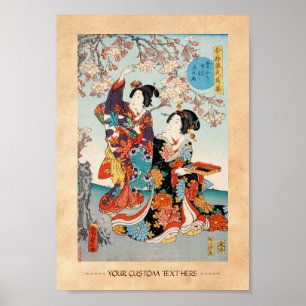 Arte clásico de Utagawa de los geishas del ukiyo-e