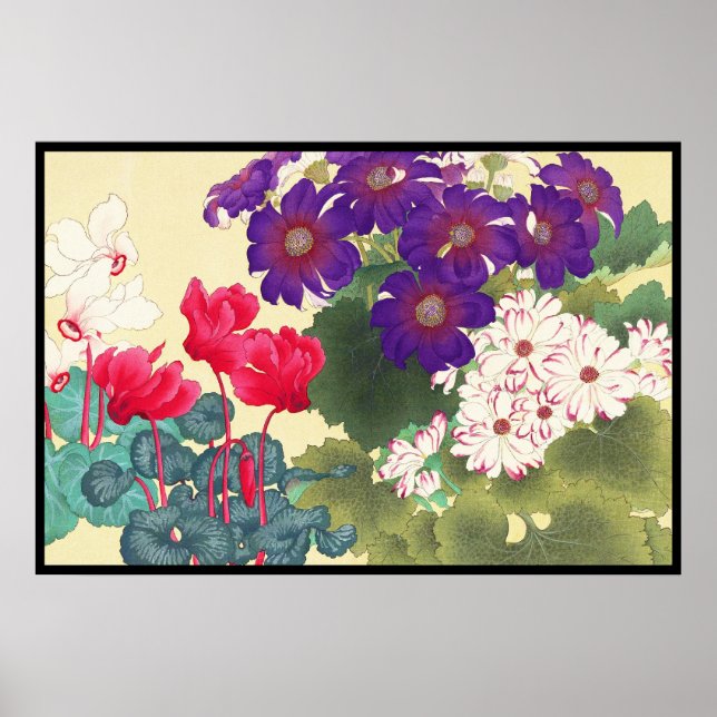 Arte clásico japonés de flores de acuarela (Frente)