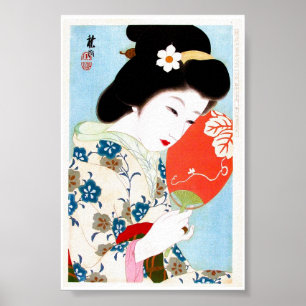 Arte clásico japonés oriental fresco de la seño