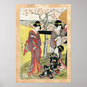 Arte clásico japonés oriental fresco de la señora