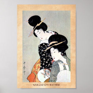 Arte clásico japonés oriental fresco de la señora
