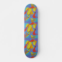 Arte colorido abstracto en cubierta de skateboard