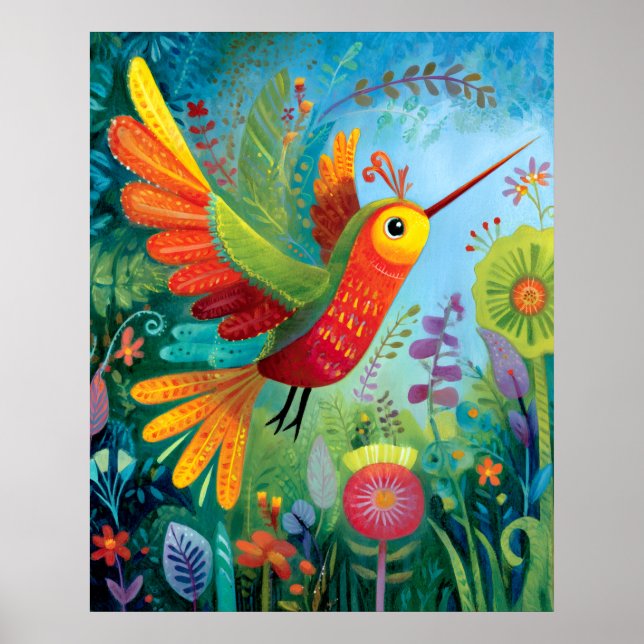 Arte colorido de colibrí (Frente)