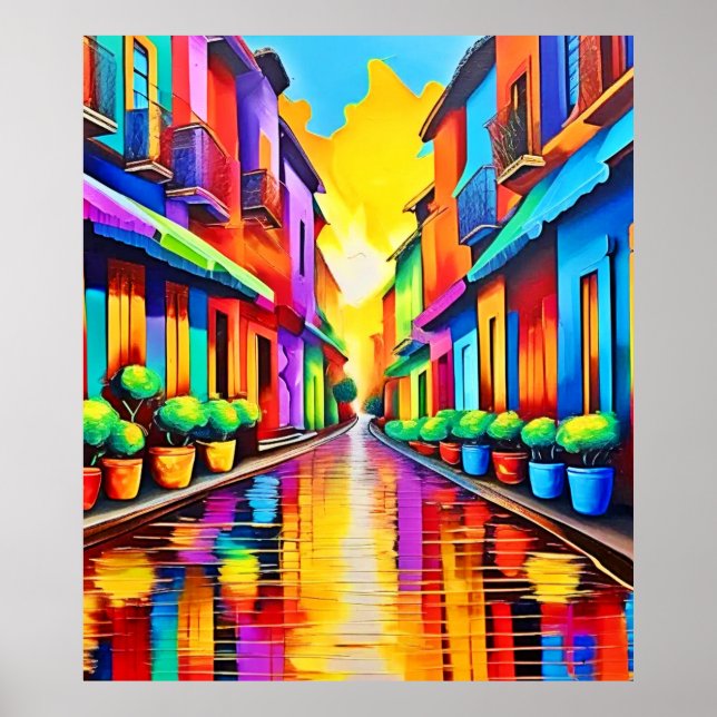 Arte colorido de escena callejera (Frente)