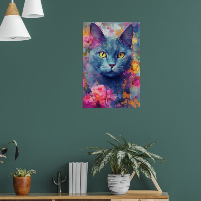 Arte colorido de gato azul ruso (Salón 1)