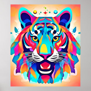 Arte colorido de la cara del tigre