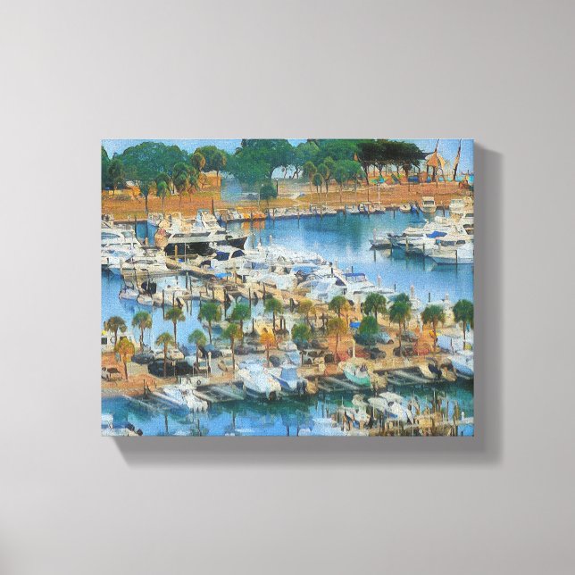 Arte colorido de pared de marina costera Barcos de (Anverso)