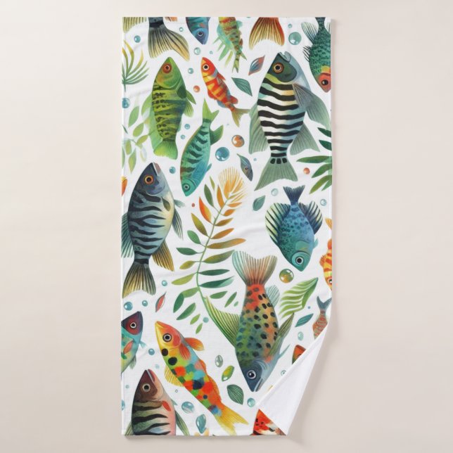 Arte colorido de peces submarinos (Toalla de baño)