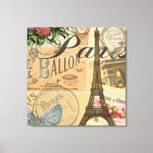 Arte colorido de viaje vintage de París Francia