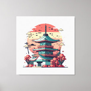 Arte colorido del edificio de Japón